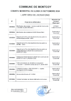 LISTE DELIBERATIONS SEANCE DU 23 SEPTEMBRE 2024