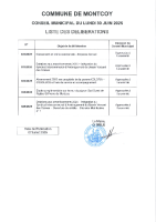 LISTE DELIBERATIONS SEANCE DU 30 JUIN 2025