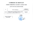 LISTE DELIBERATIONS SEANCE DU 31 JUILLET 2025