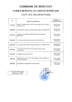 LISTE DELIBERATIONS SEANCE DU 02 FEVRIER 2026